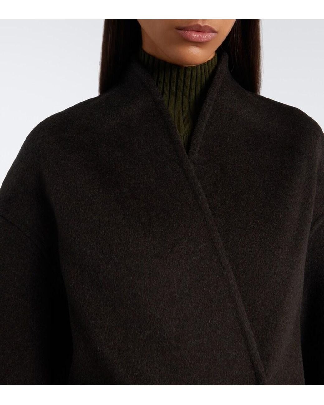 Loulou de Saison Black Aris Double-Breasted Wool And Cashmere Coat