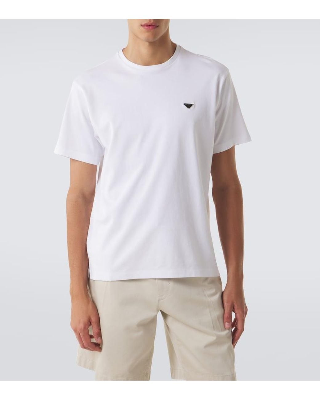 Prada White Logo Cotton Jersey T-Shirt for men