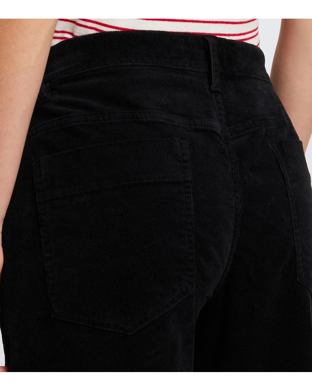 Nili Lotan Black Tribeca Corduroy Barrel-Leg Pants