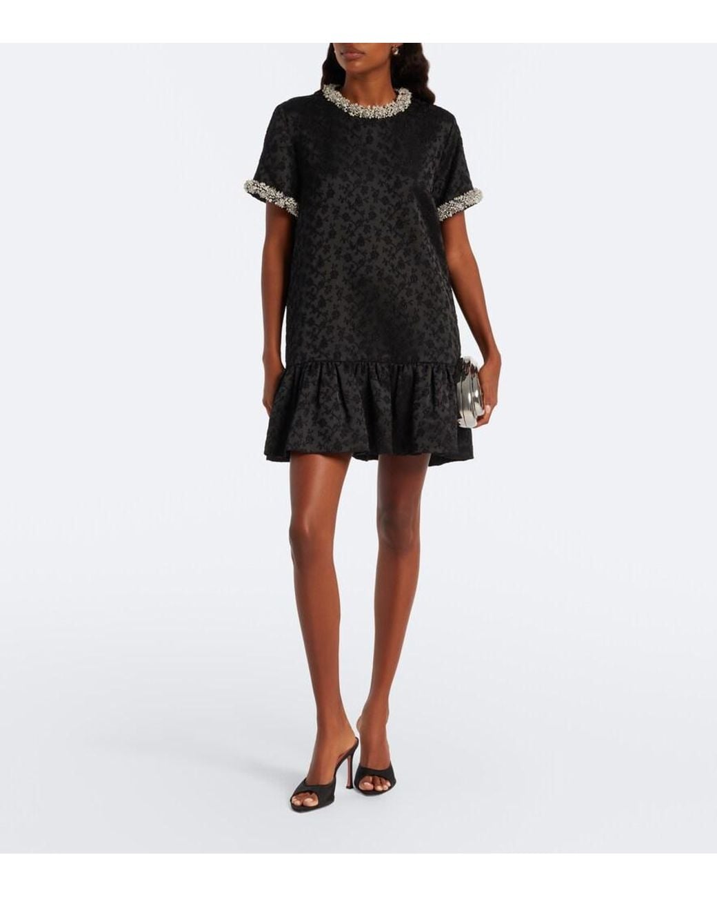 Jonathan Simkhai Black Alison Embellished Jacquard Minidress
