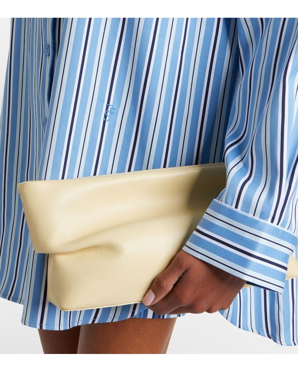 Frankie Shop Blue Oana Striped Cotton-Blend Shirt