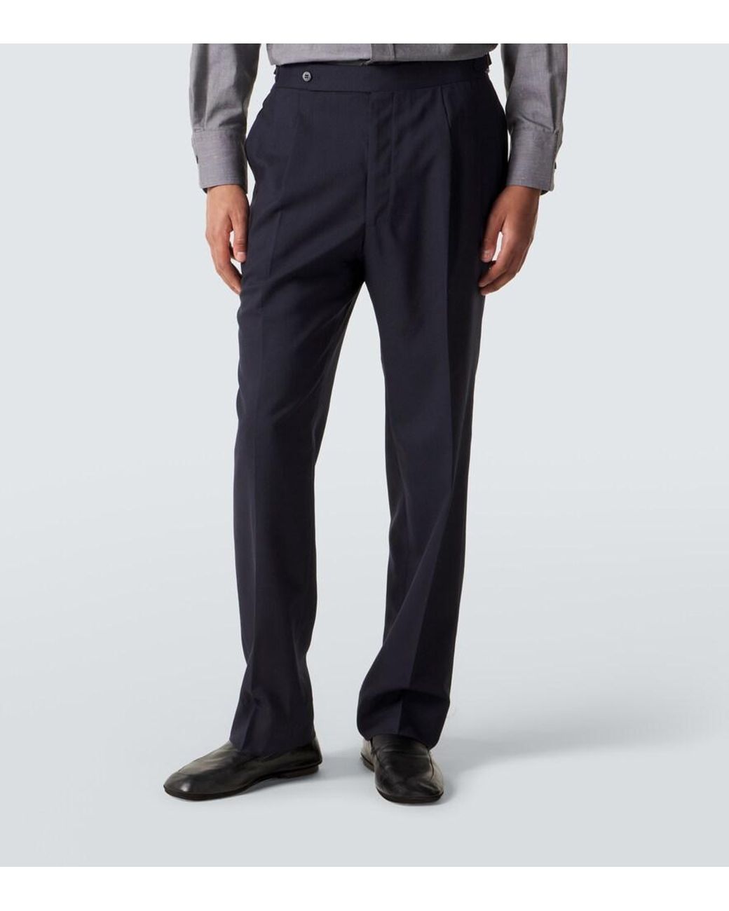 STÒFFA Blue Wool Straight Pants for men