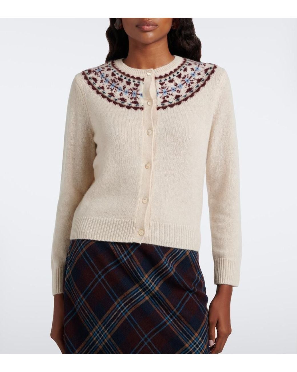 Doen Natural Olympe Fair Isle Cashmere Cardigan
