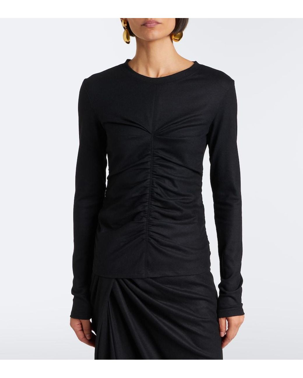 Isabel Marant Black Delesa Ruched Jersey Top