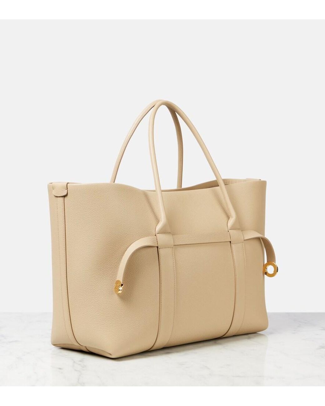 Loro Piana Natural Ghiera Large Leather Tote Bag
