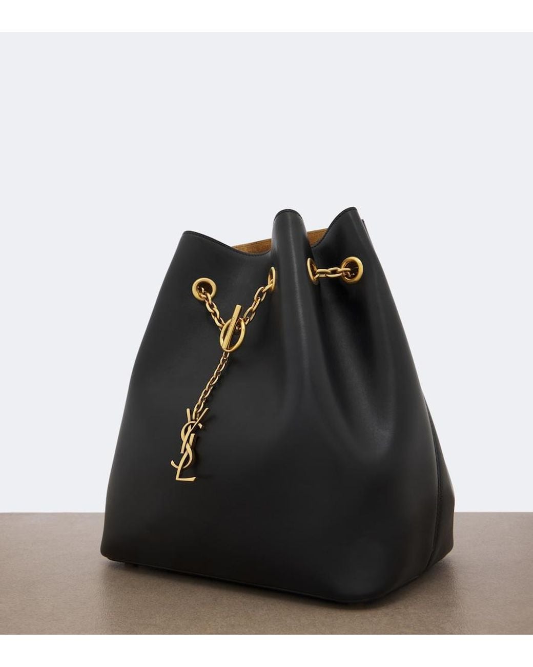 Saint Laurent Black Le Sailor Small Leather Bucket Bag