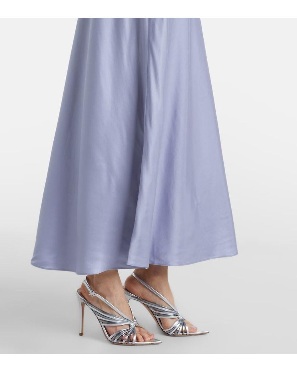 Rixo Purple Lysandra Lace-Trimmed Satin Maxi Dress