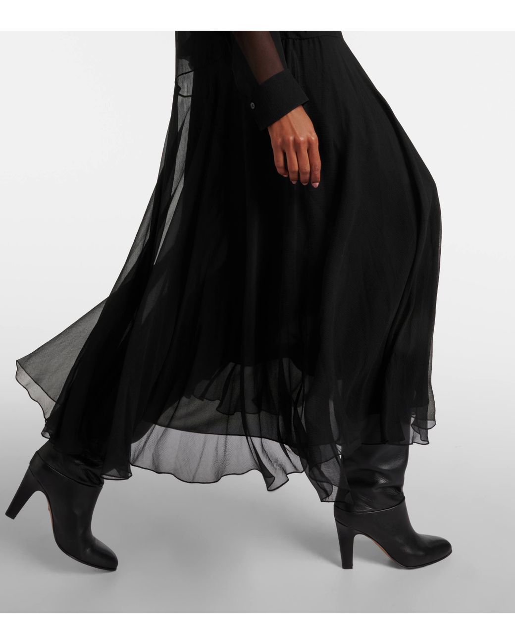 Chloe Silk Chiffon Shirt Dress in Black Lyst UK