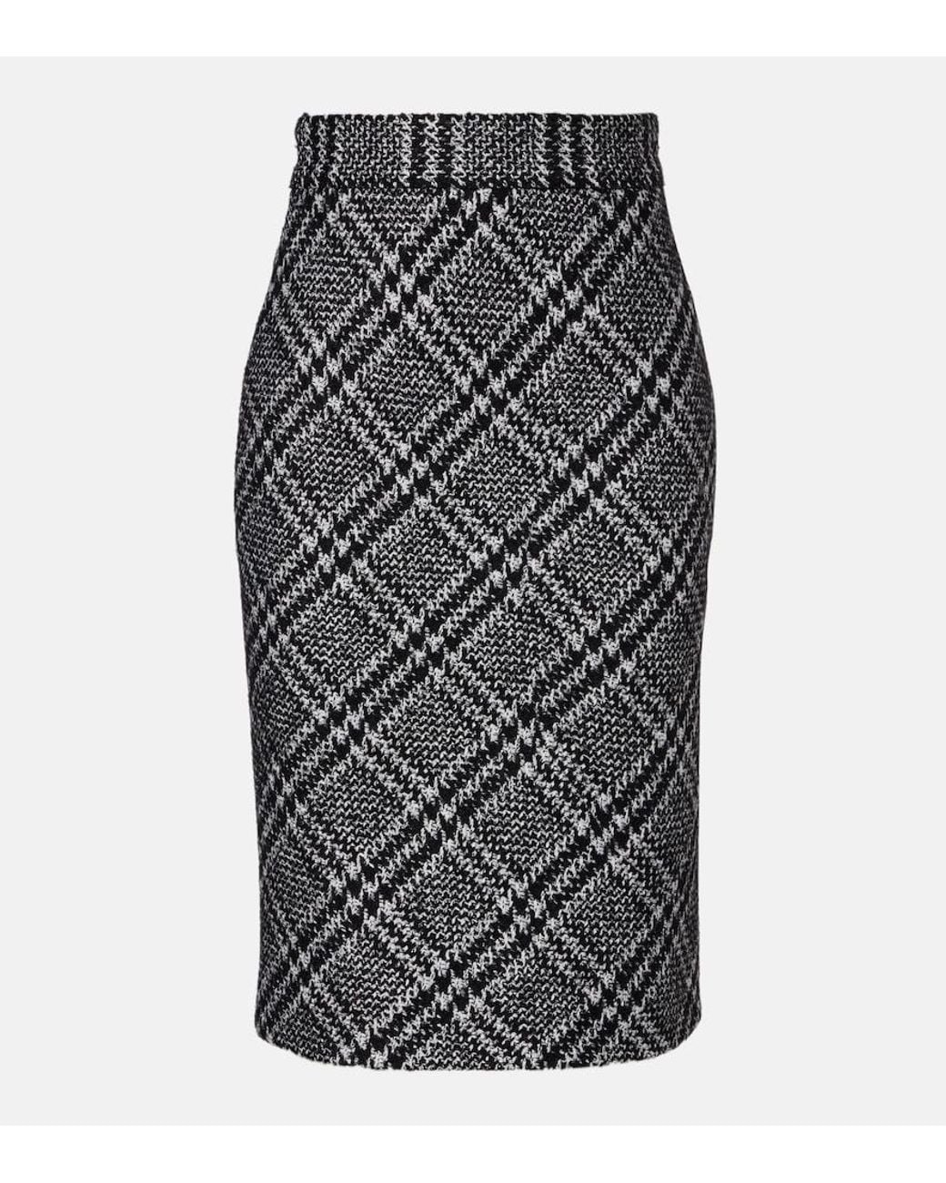 Dolce & Gabbana Gray Checked Wool-Blend Miniskirt