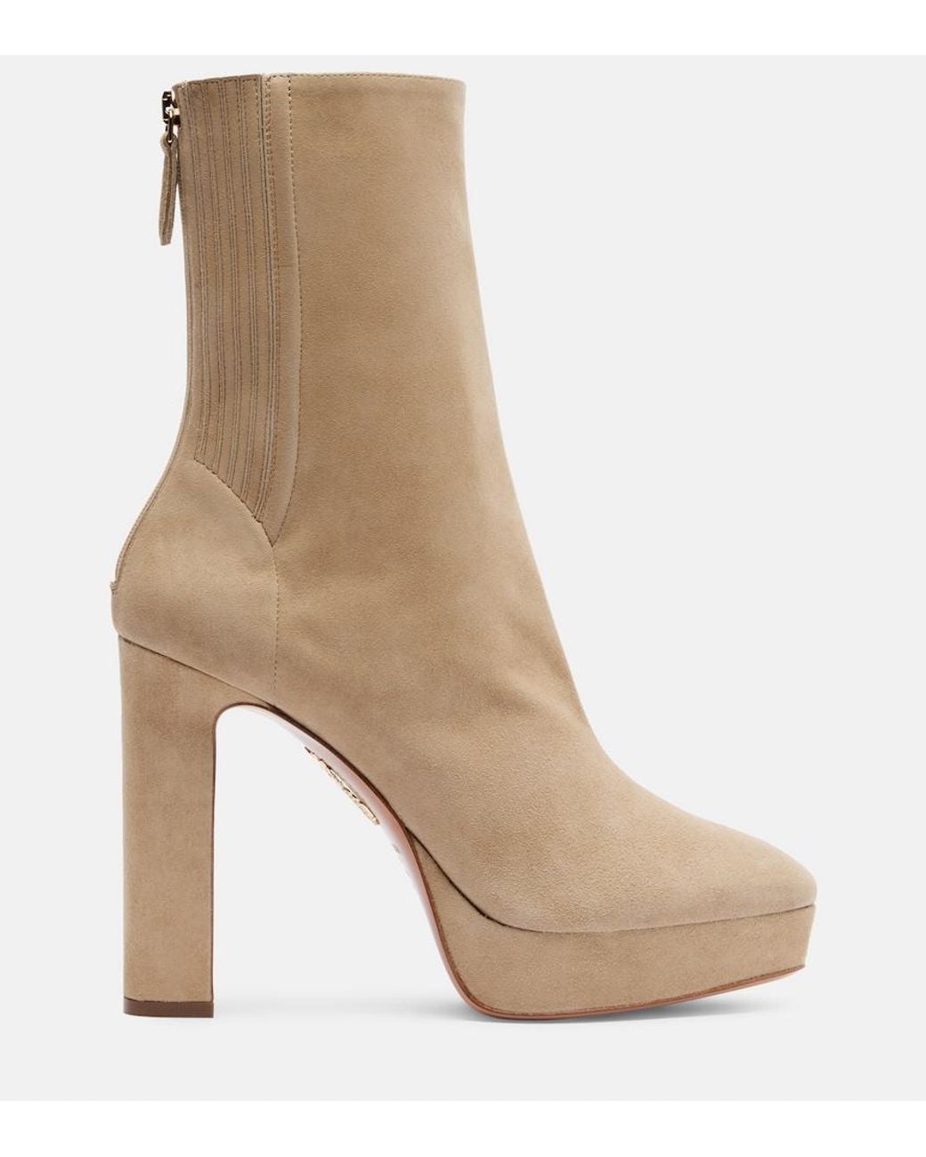 Aquazzura Natural Martine 110 Suede Platform Ankle Boots