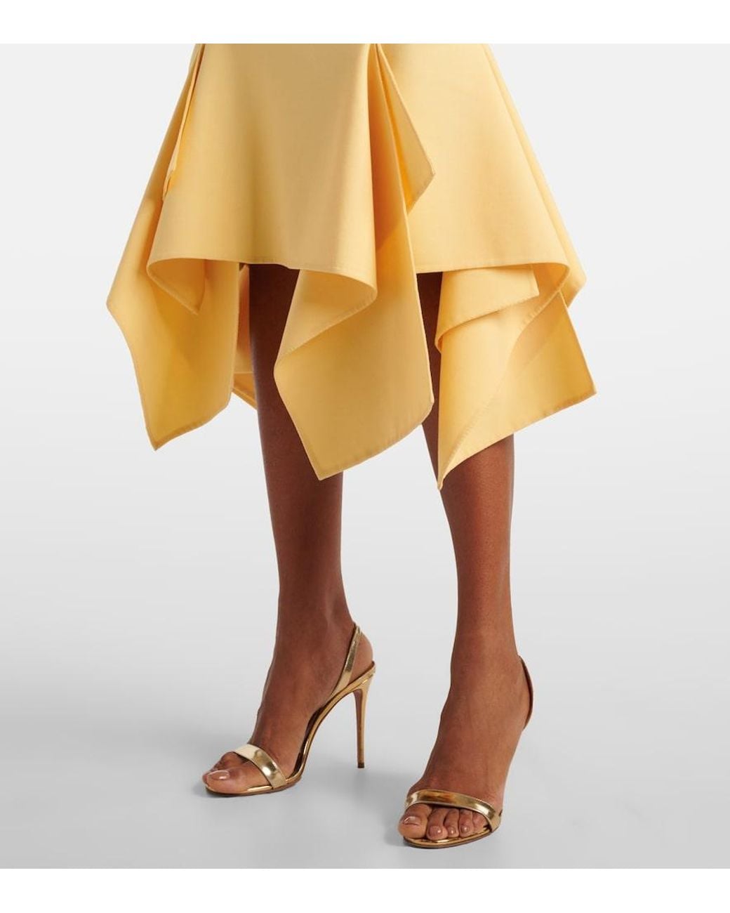 Oscar de la Renta Yellow Wool-Blend Midi Dress