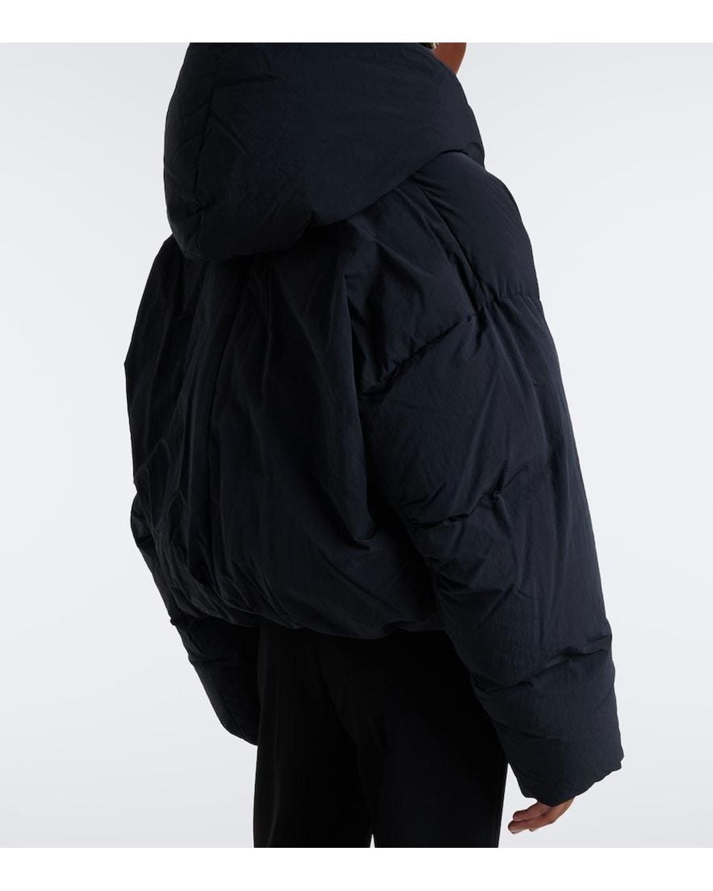 Sportmax Black Cropped Hooded Down Jacket