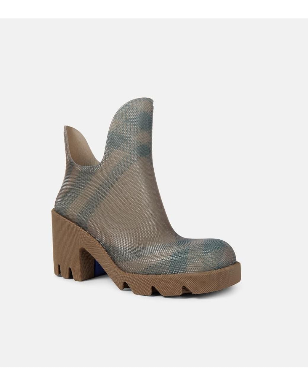 Burberry Brown Rubber Marsh Heel Boots