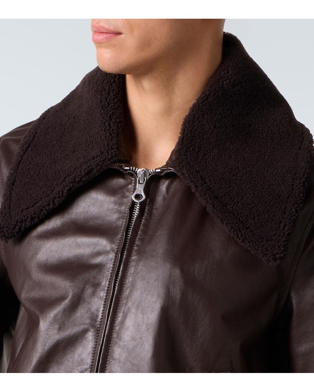Our Legacy Black Pharos Leather Bomber Jacket for men