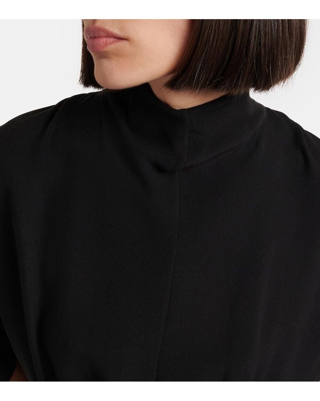 The Row Black Emmeline Silk Crepe Cady Midi Dress