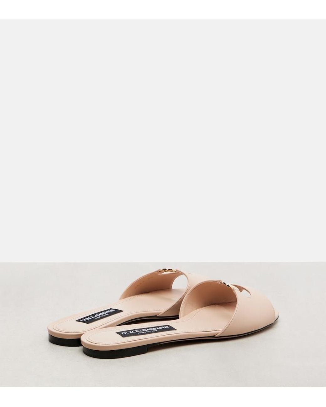 Dolce & Gabbana Brown Dg Leather Slides