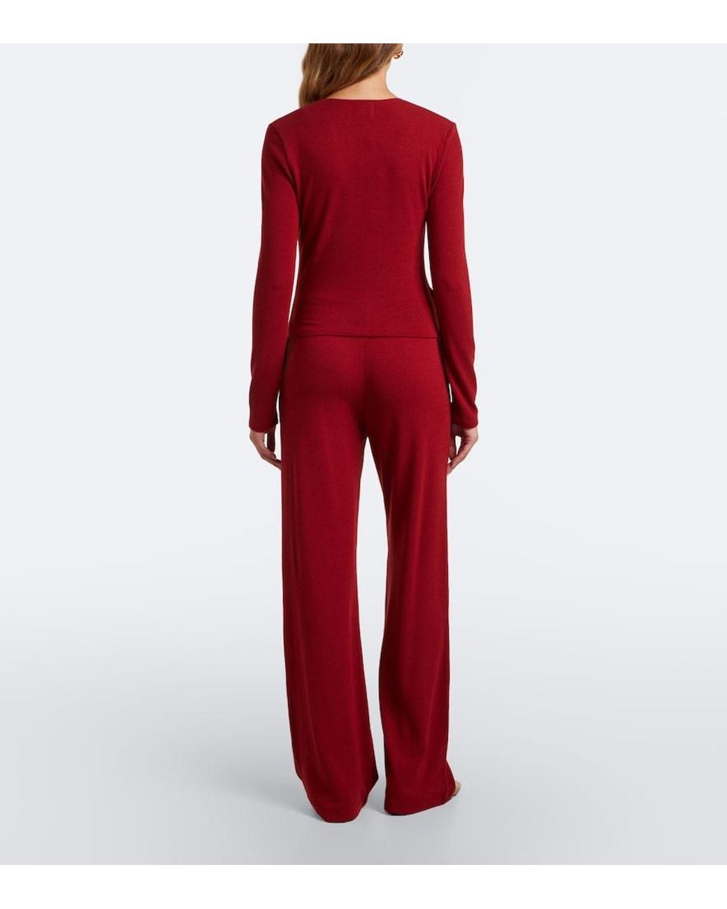 Leset Red Lauren Jersey Wide-Leg Pants