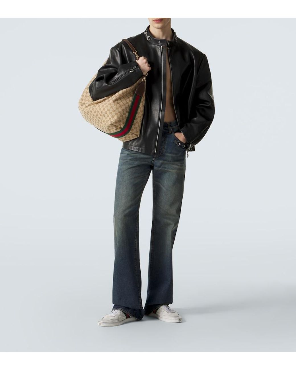 Gucci Schultertasche Brera Gg Large Aus Canvas in Metallic für Herren
