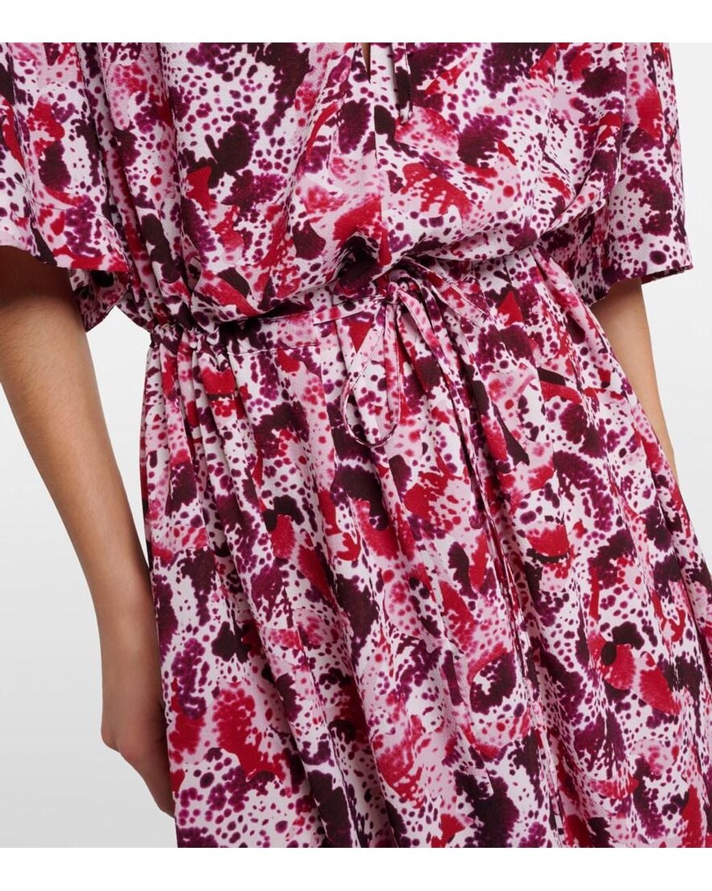 Dries Van Noten Red Printed Midi Dress