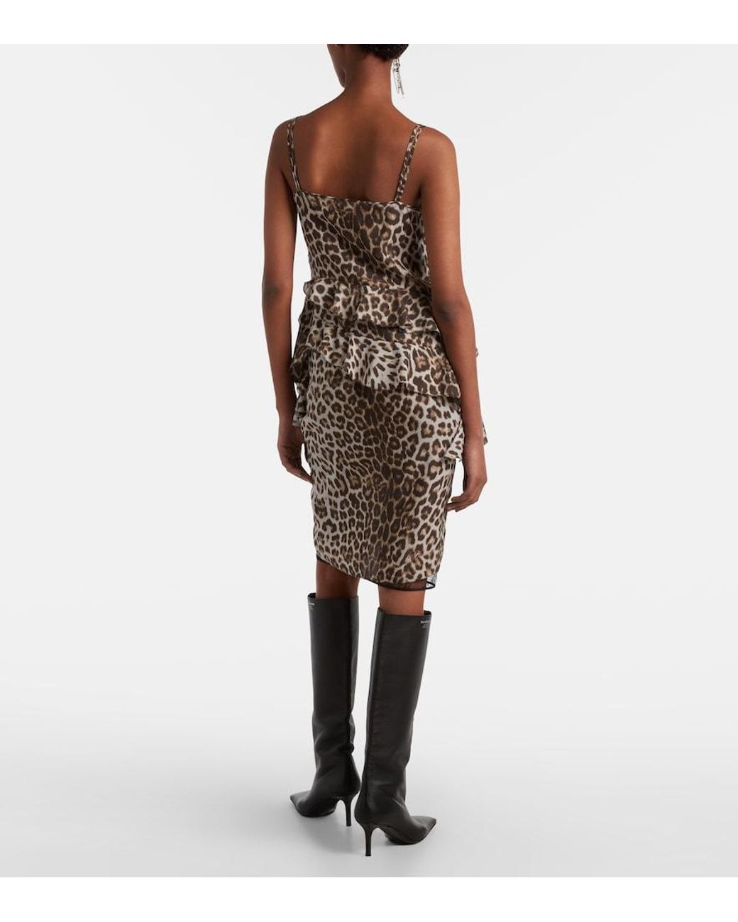 JACQUES WEI Multicolor Leopard-Print Silk Lace Miniskirt