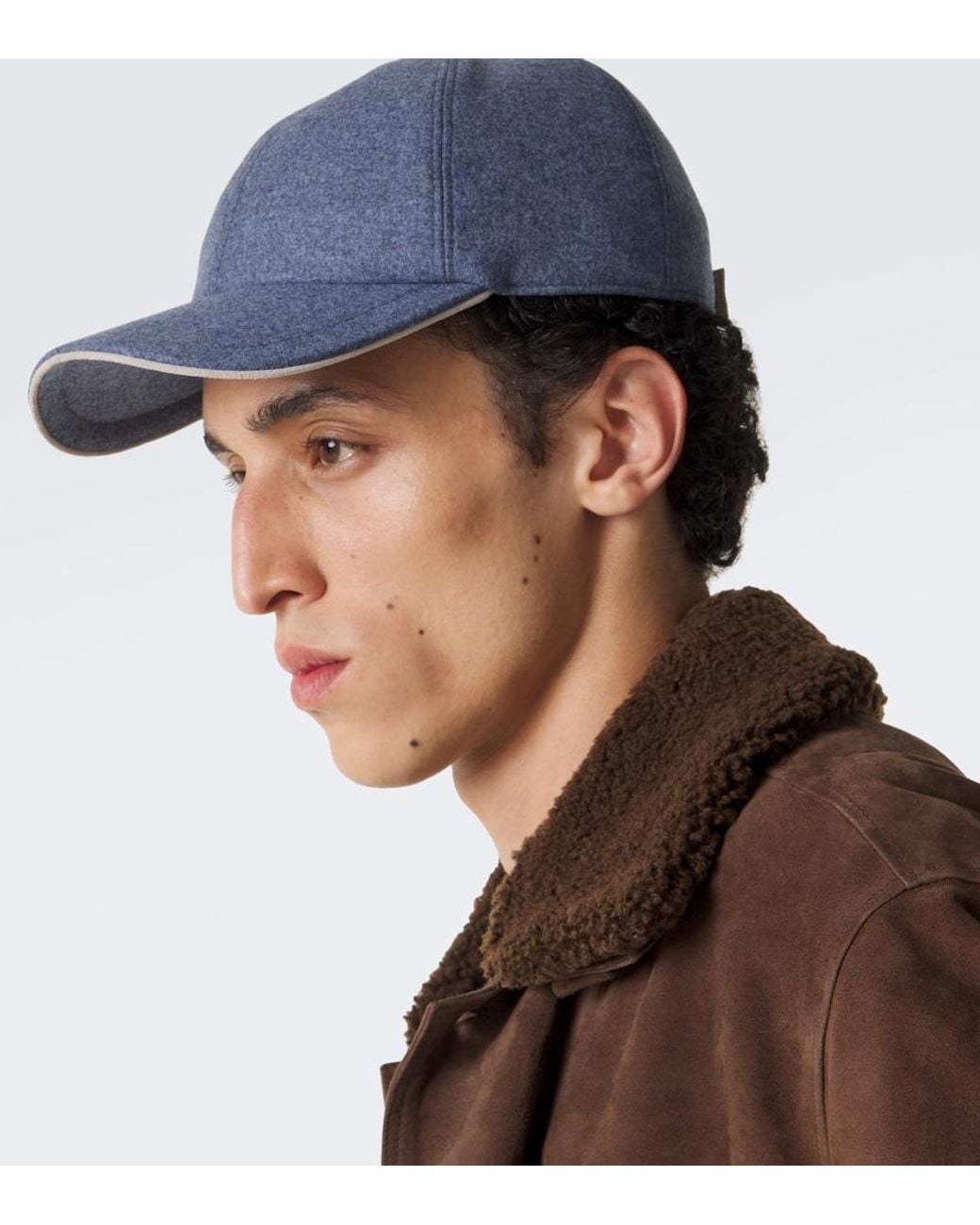 Eleventy Blue Wool, Silk, And Cashmere Baseball Cap for men