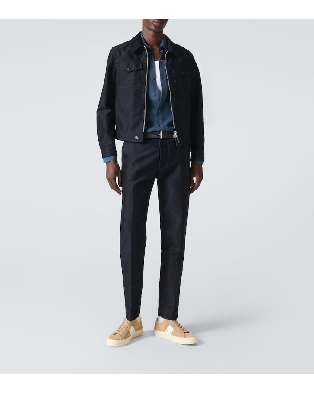 Tom Ford Blue Silk Twill Shirt for men