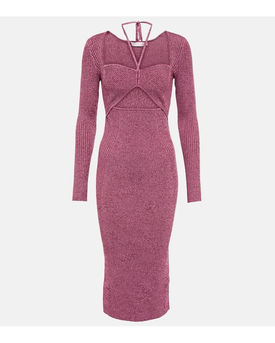 Jonathan Simkhai Purple Danika Ribbed-knit Midi Dress