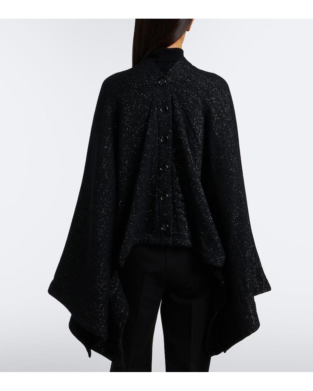 Junya Watanabe Black Draped Wool And Cotton-Blend Cardigan