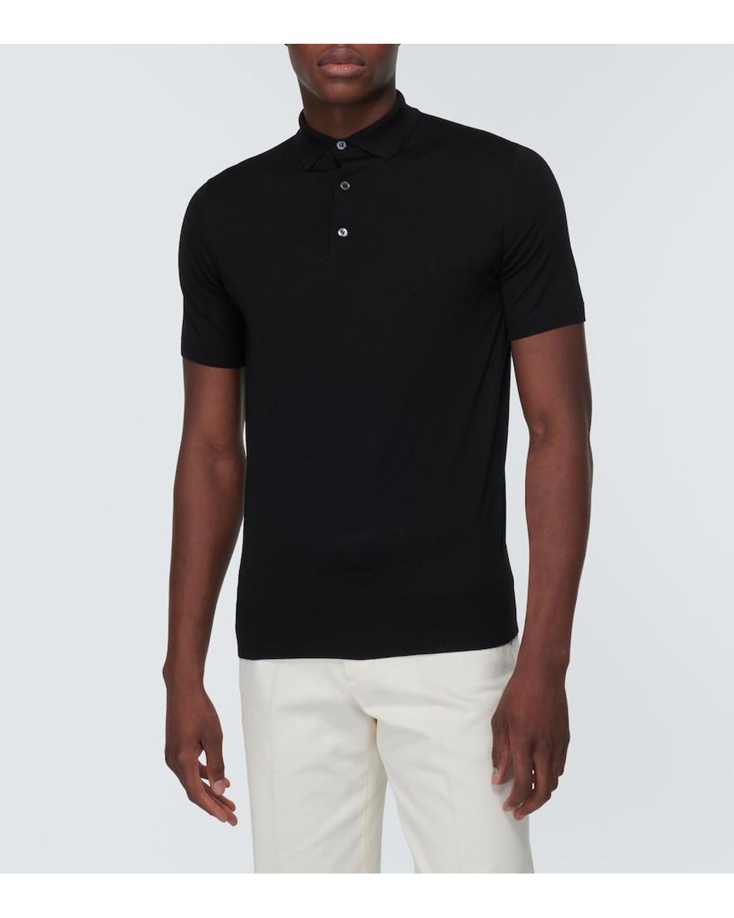 Loro Piana Black Wish Wool Polo Shirt for men
