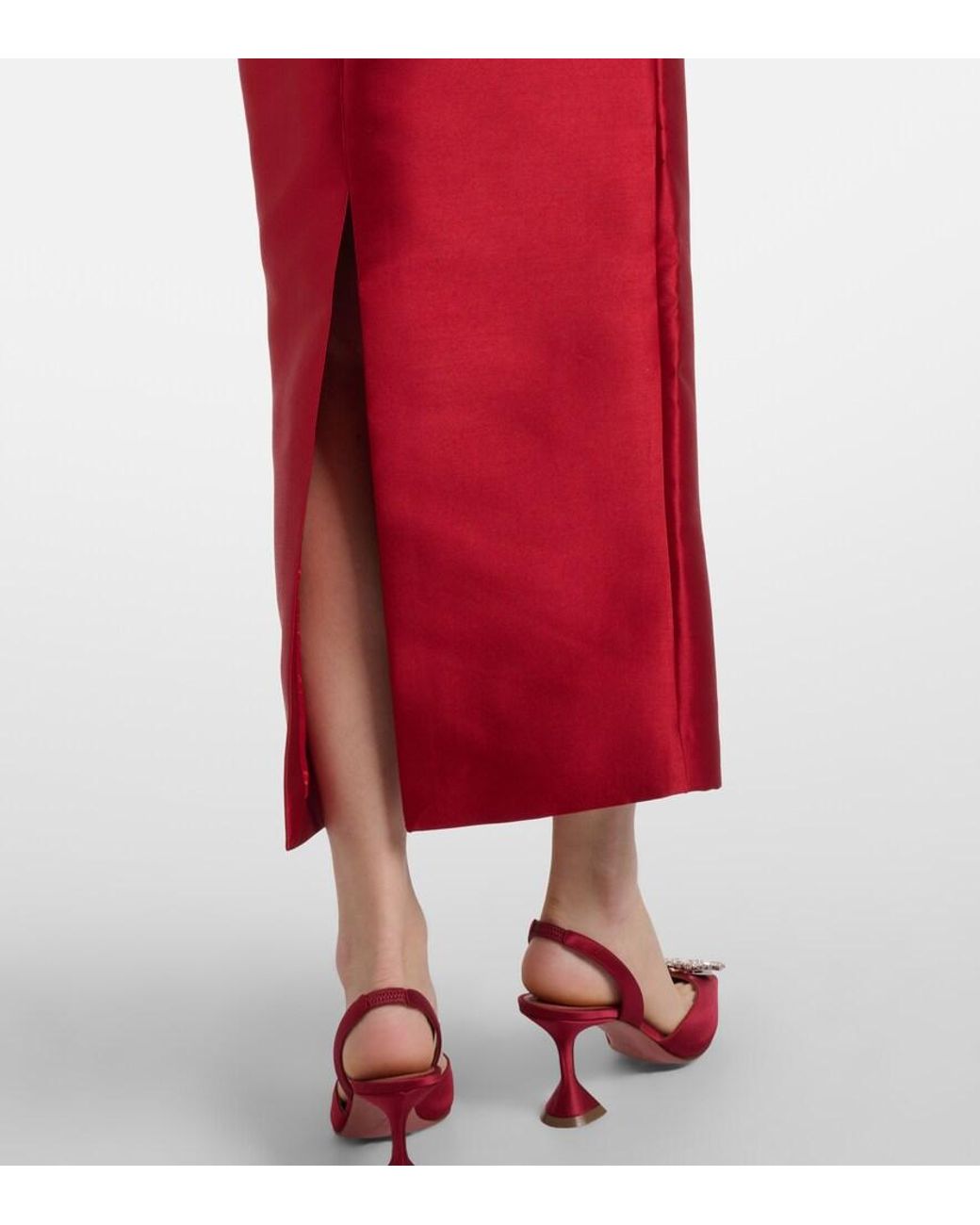 Solace London Red Mirla Off-Shoulder Satin Cocktail Dress