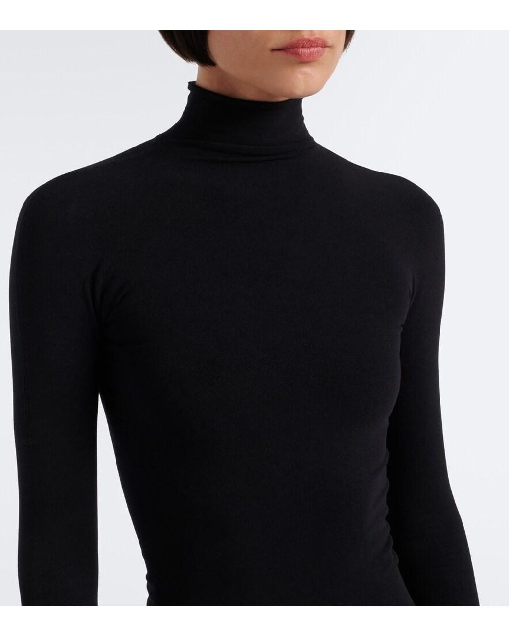 Gucci Black Jersey Turtleneck Midi Dress