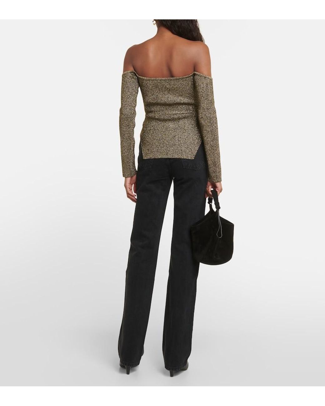 Khaite Green Maria Off-Shoulder Top