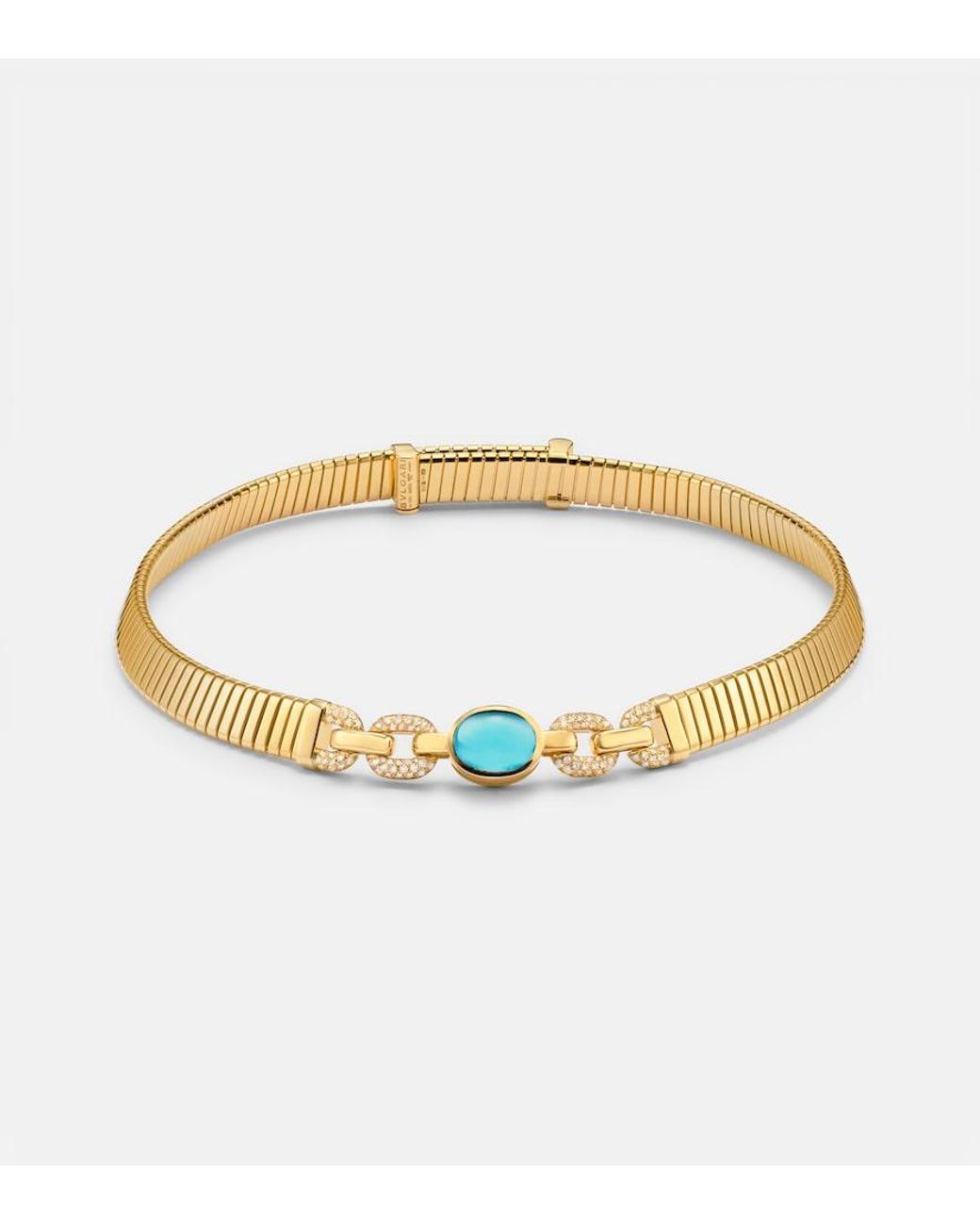 BVLGARI Metallic Tubogas 18Kt Necklace With Topaz And Diamonds