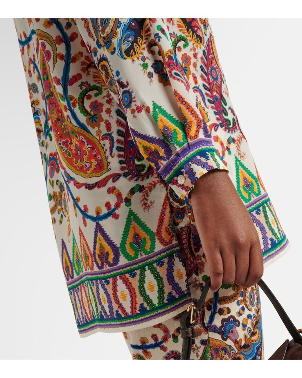 Etro White Paisley Printed Silk Shirt