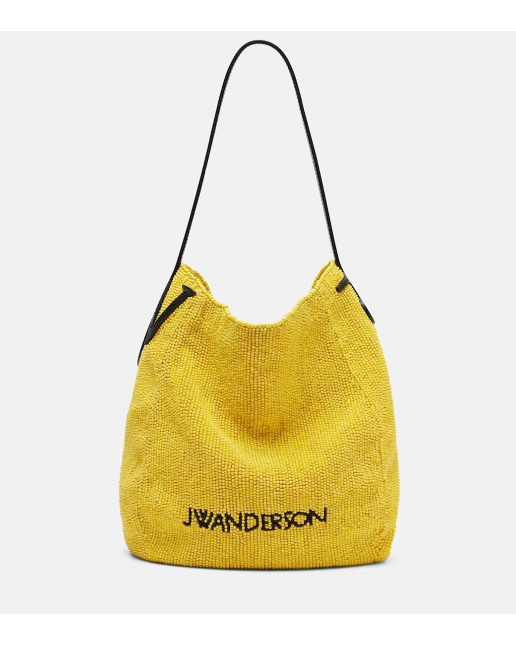 J.W. Anderson Yellow Bulb Small Beaded Leather-Trimmed Shoulder Bag