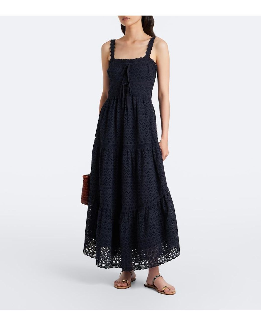 Ulla Johnson Black Constance Broderie Anglaise Cotton Midi Dress