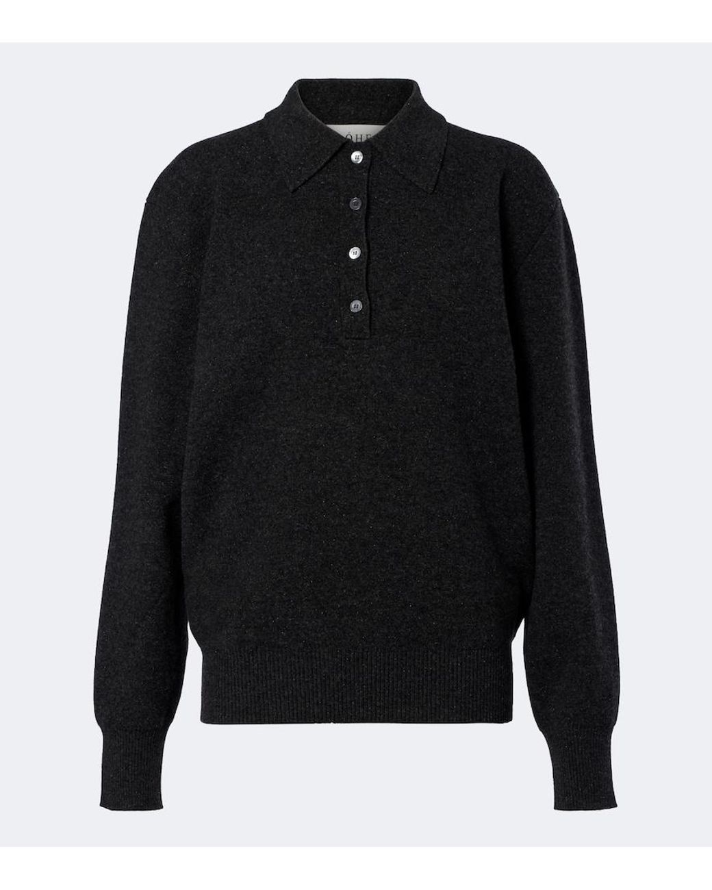Rohe Black Wool, Cashmere, And Silk-Blend Polo Sweater