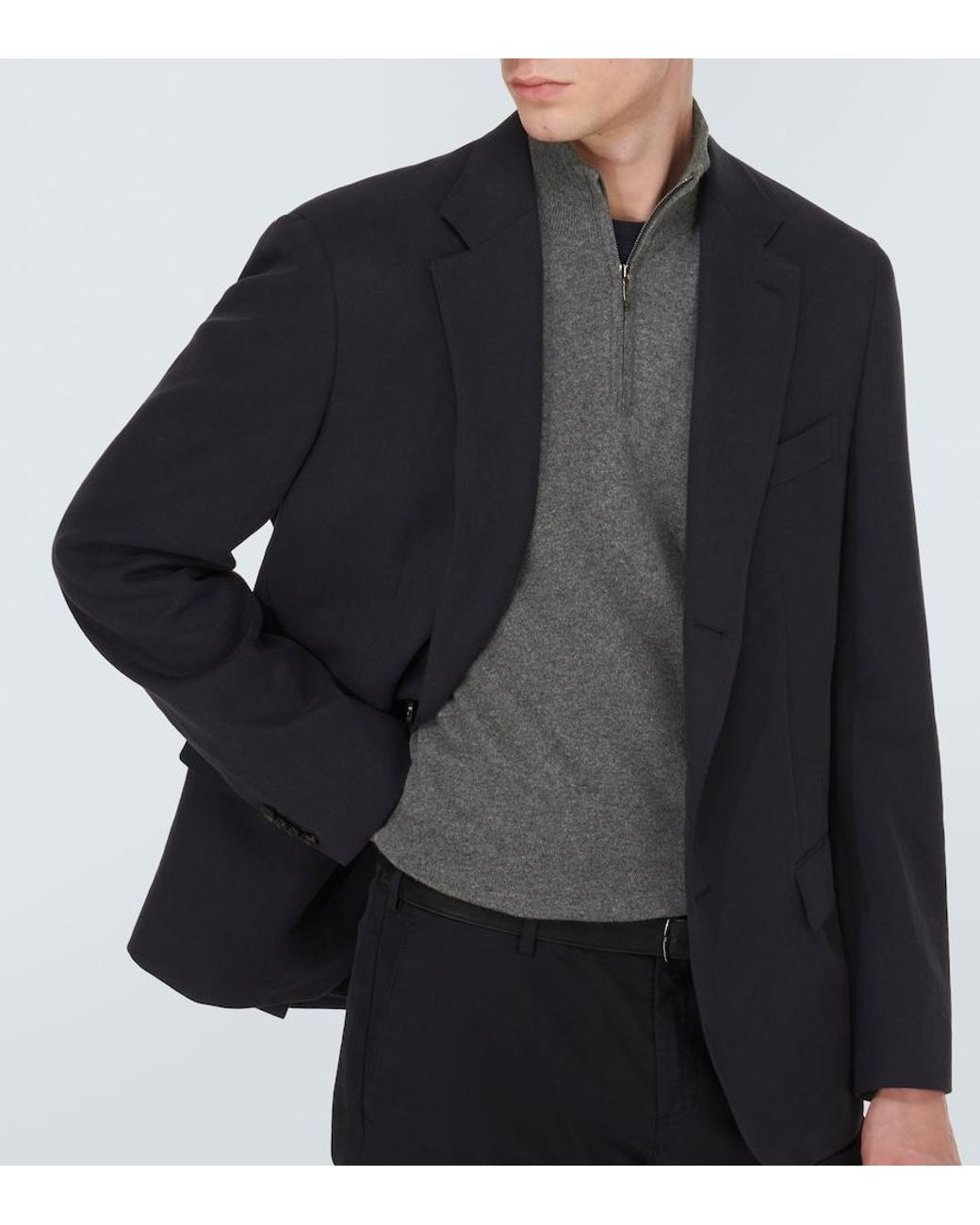Loro Piana Gray Cashmere Half-Zip Sweater for men