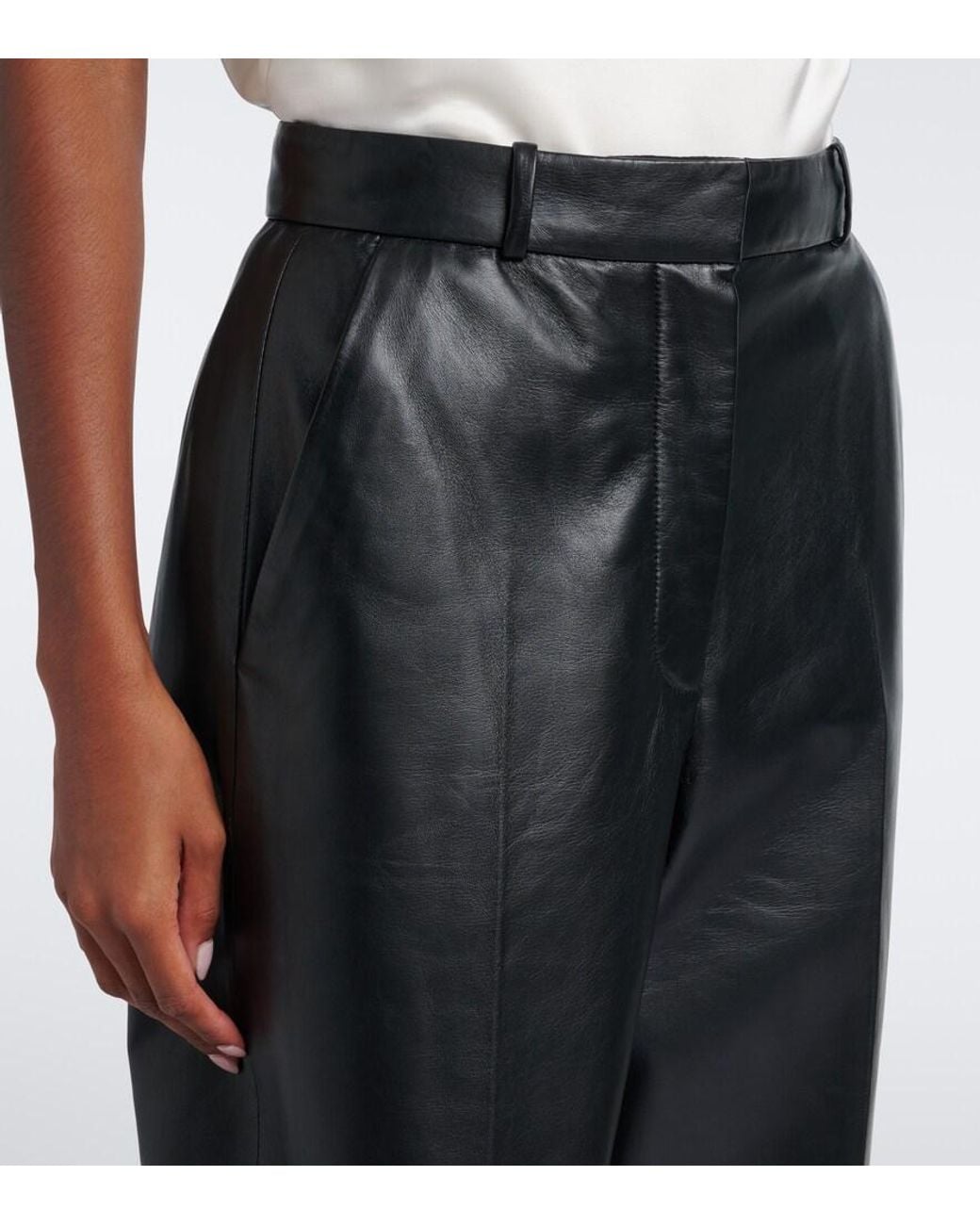 Altuzarra Black Bix Leather Tapered Pants