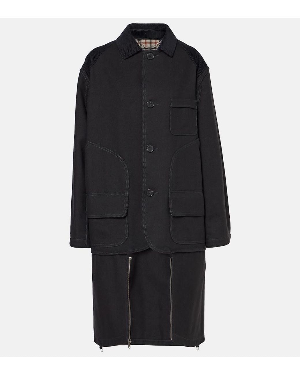 Maison Margiela Black Cotton And Wool Coat