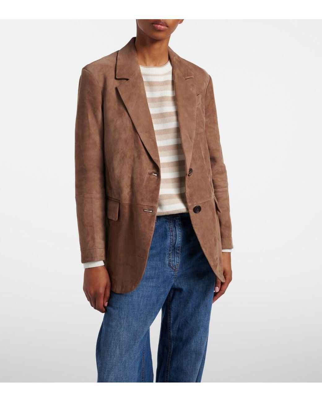 Brunello Cucinelli Brown Suede Blazer