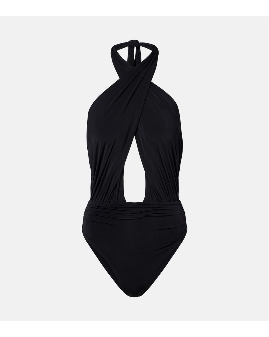 Balmain Blue Cutout Draped Swimsuit