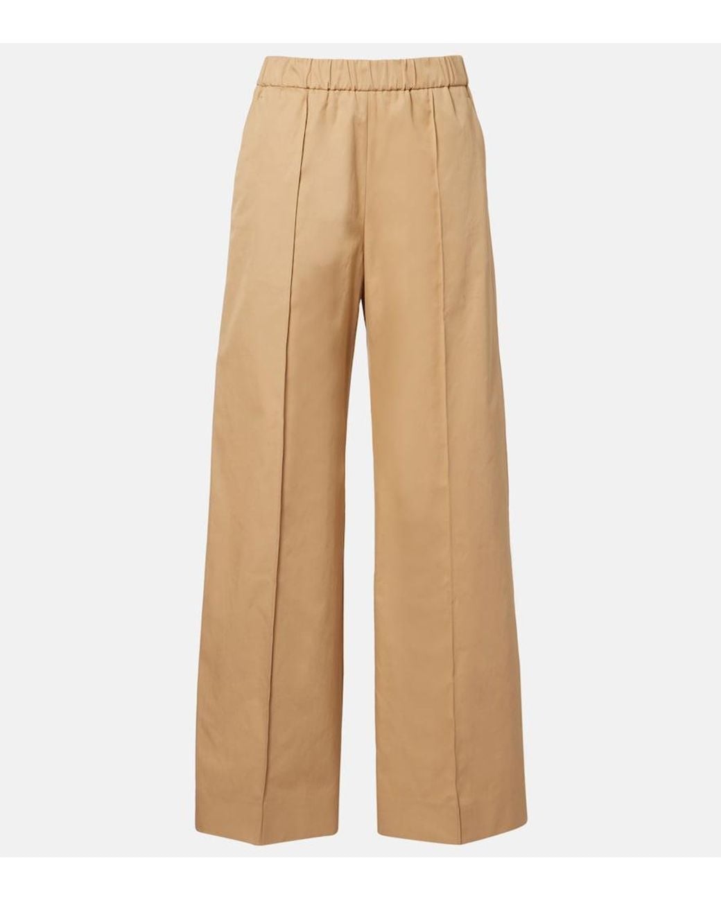 Jil Sander Natural Cotton Drill Wide-Leg Pants