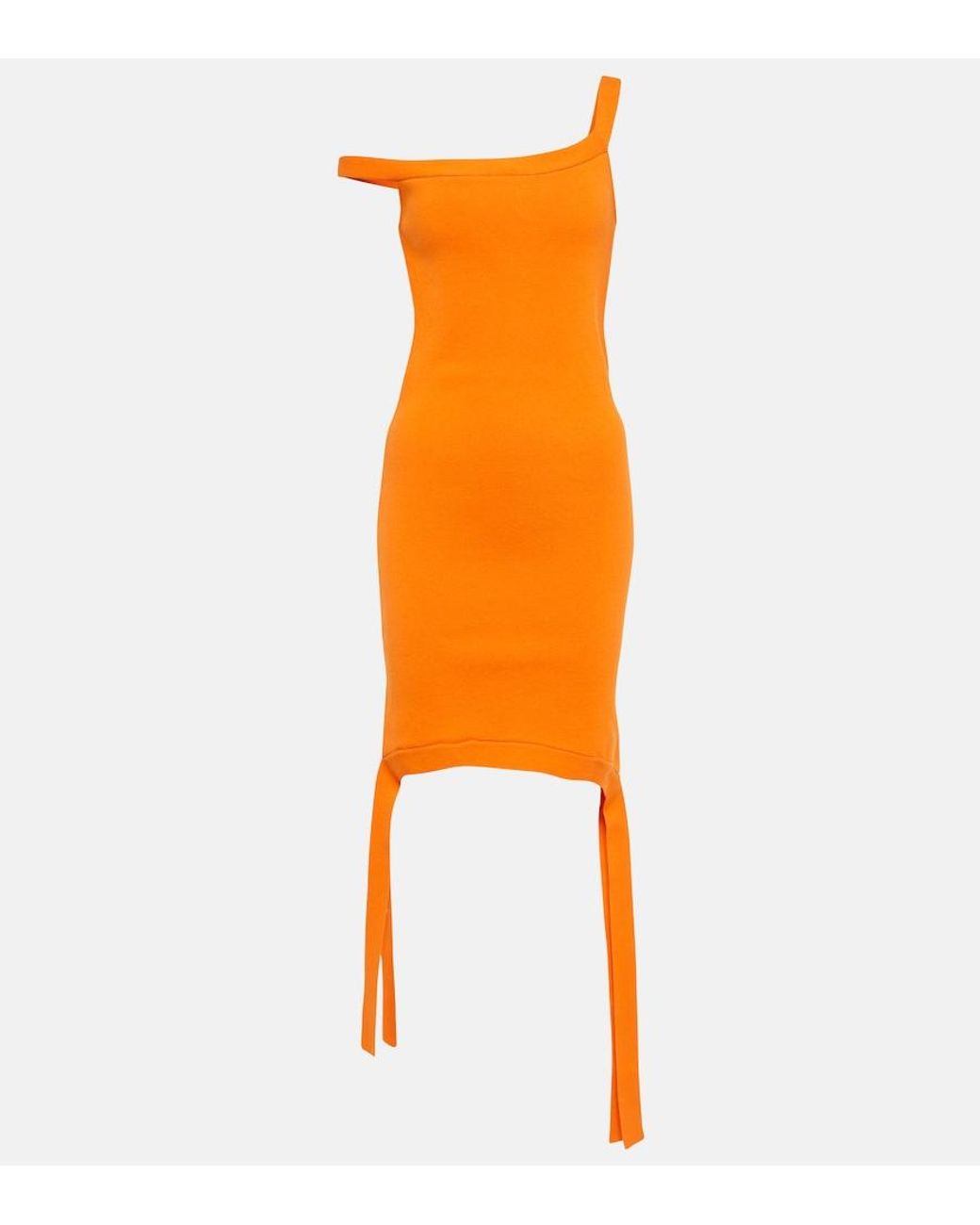 J.W. Anderson Orange Deconstructed Asymmetrical Minidress