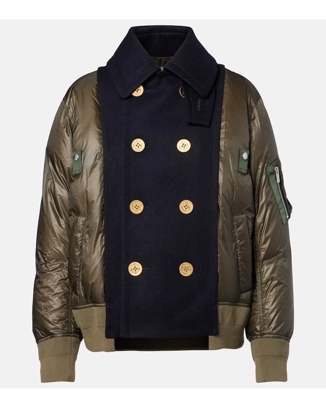 Sacai Blue Double-Breasted Down Jacket