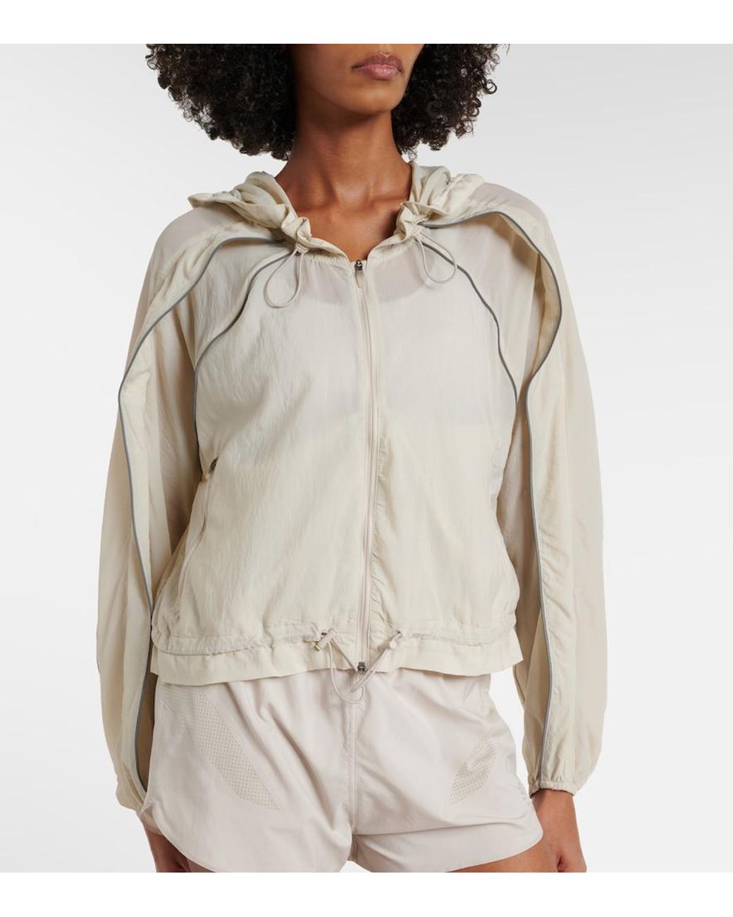 Adidas By Stella McCartney Natural Gathered Hooded Track Jacket