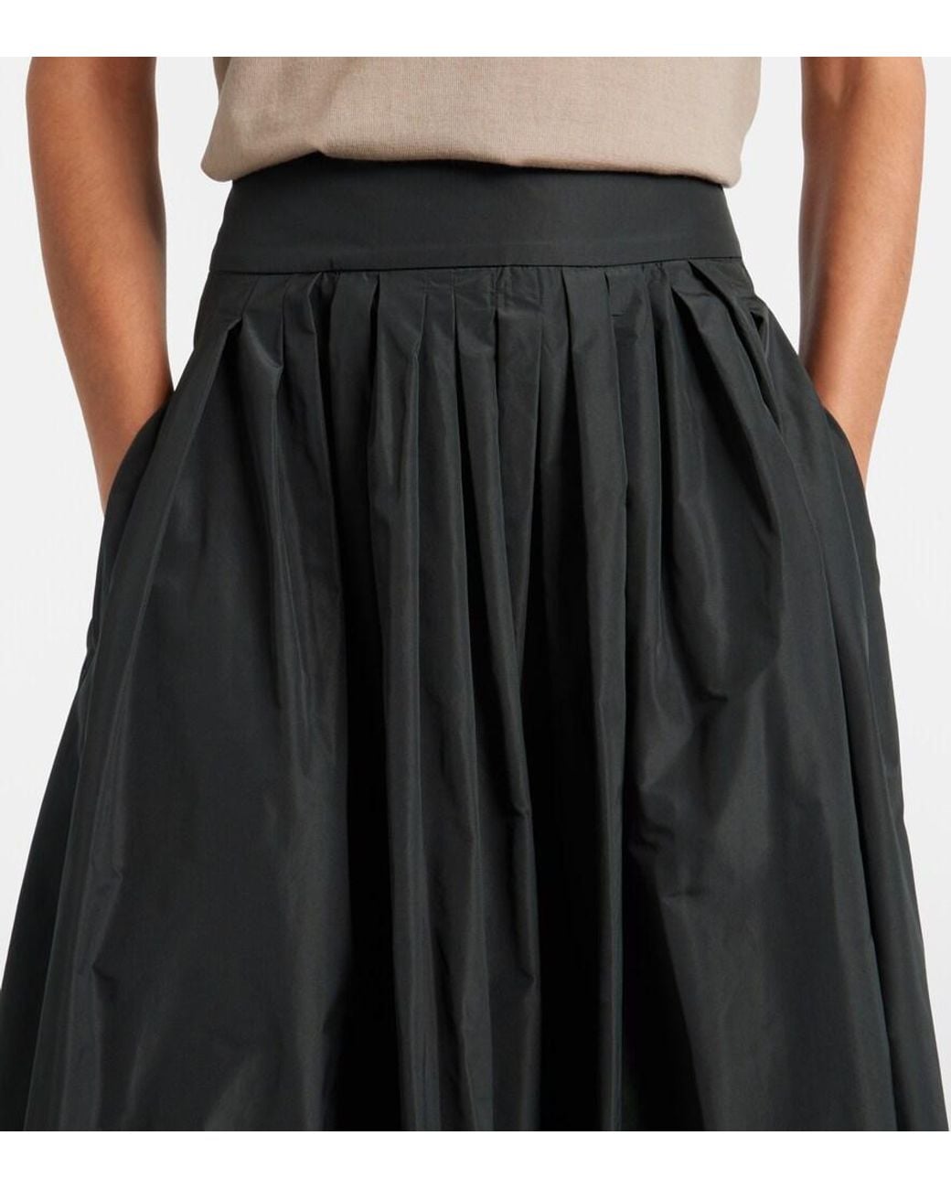 Max Mara Black Taffeta Midi Skirt