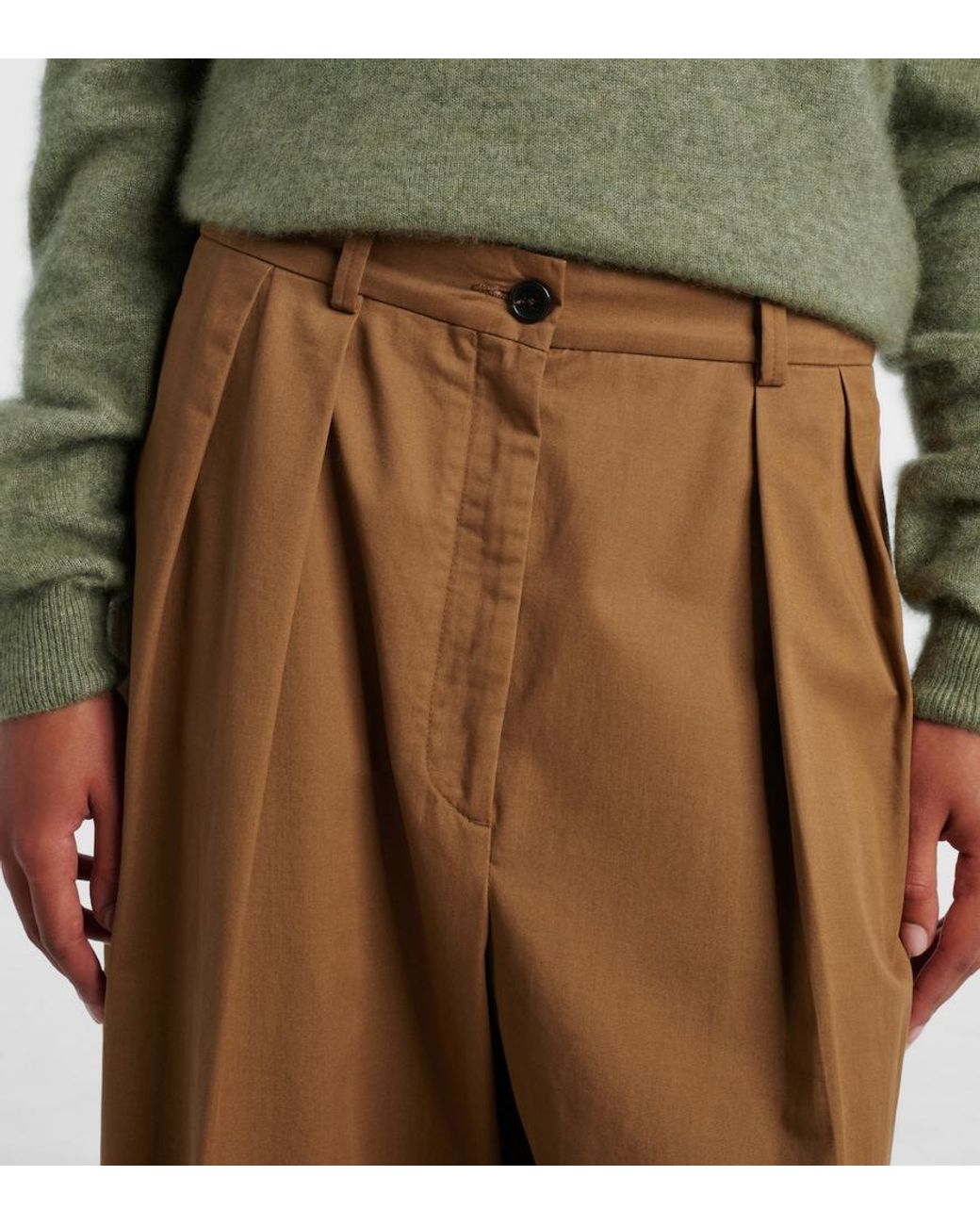 The Row Brown Igor Cotton And Cashmere Wide-Leg Pants