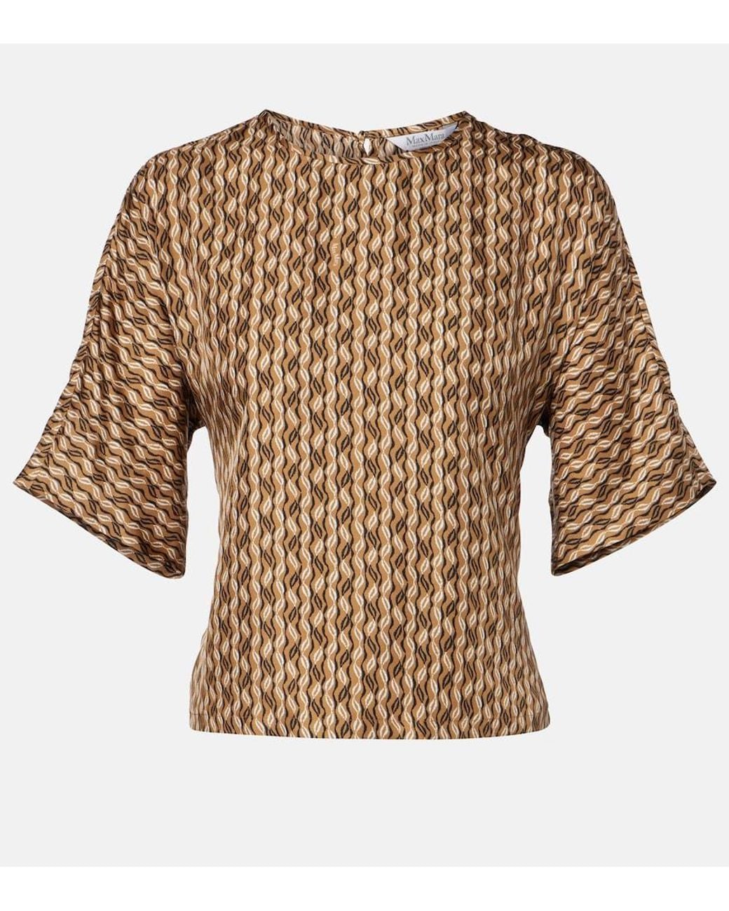 Max Mara Brown Nordica Printed Silk Blouse