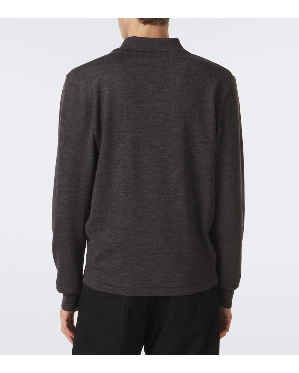 Lemaire Gray Wool Polo Sweater for men